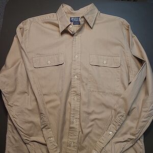 Polo Ralph Lauren Whitfield 100% Cotton Oxford Shirt Men Medium Beige Classic